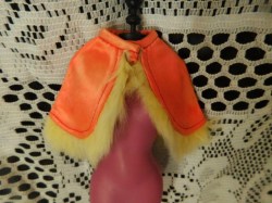 3217 REGAL RED 1972 MISS AMERICA BARBIE ORANGEY SATIN CAPE FUR LINED